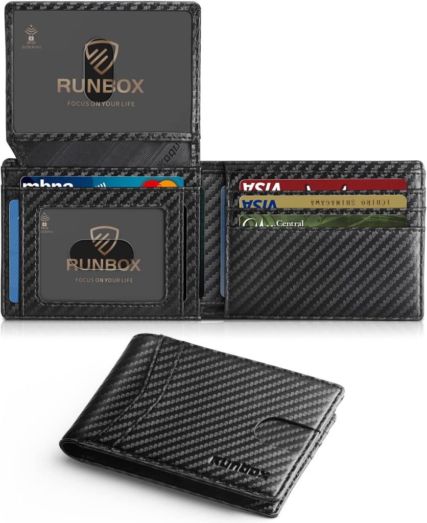Discover the RUNBOX Slim RFID Leather Wallet: The Perfect Gift for Men!