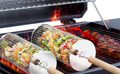 Sizzle and Serve: The Ultimate Rolling Grill Basket for Perfect BBQs!